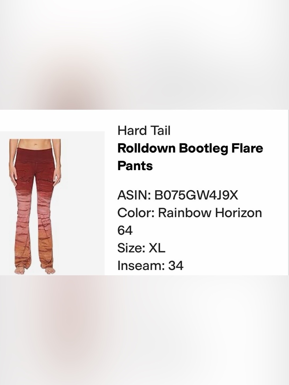 Hard Tail Rolldown Bootleg Flare Pants - Red  Gradient XL